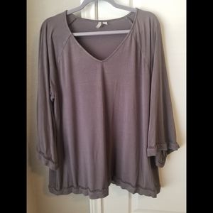Cato Size XL Gray Three Quarter Sleeve Blouse